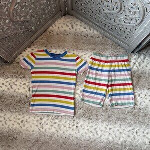 Mini Boden rainbow stripes matching set girls 4T preppy pajamas loungewear